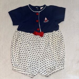 Buster Brown Navy Romper with Red Buttons, size 18 months